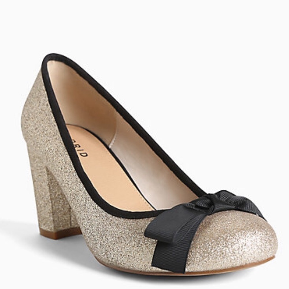 Torrid heels. Gold glitter with bow.